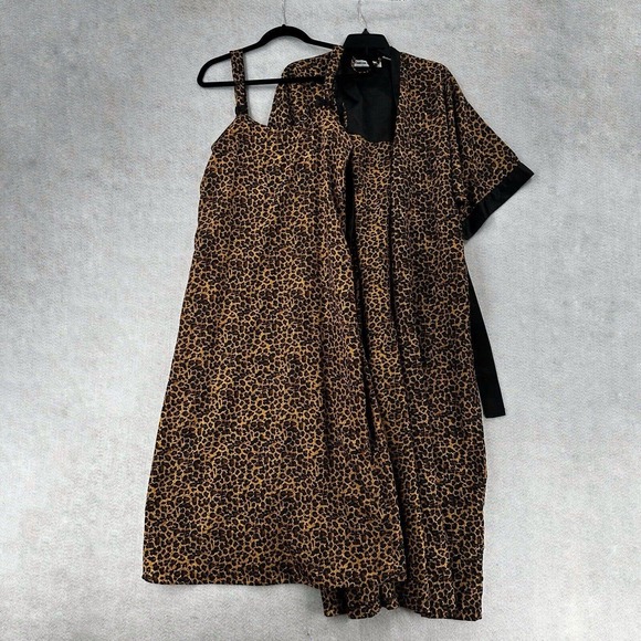 Contessa di Roma Nightgown Chemise Robe Set Womens SMALL Leopard Cheetah Print - Picture 3 of 15